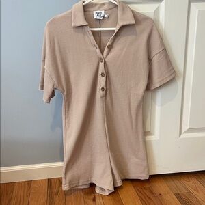 Princess Polly Beige Waffle Knit Button-Up